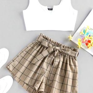 Paper Bag Shorts Two Piece Set